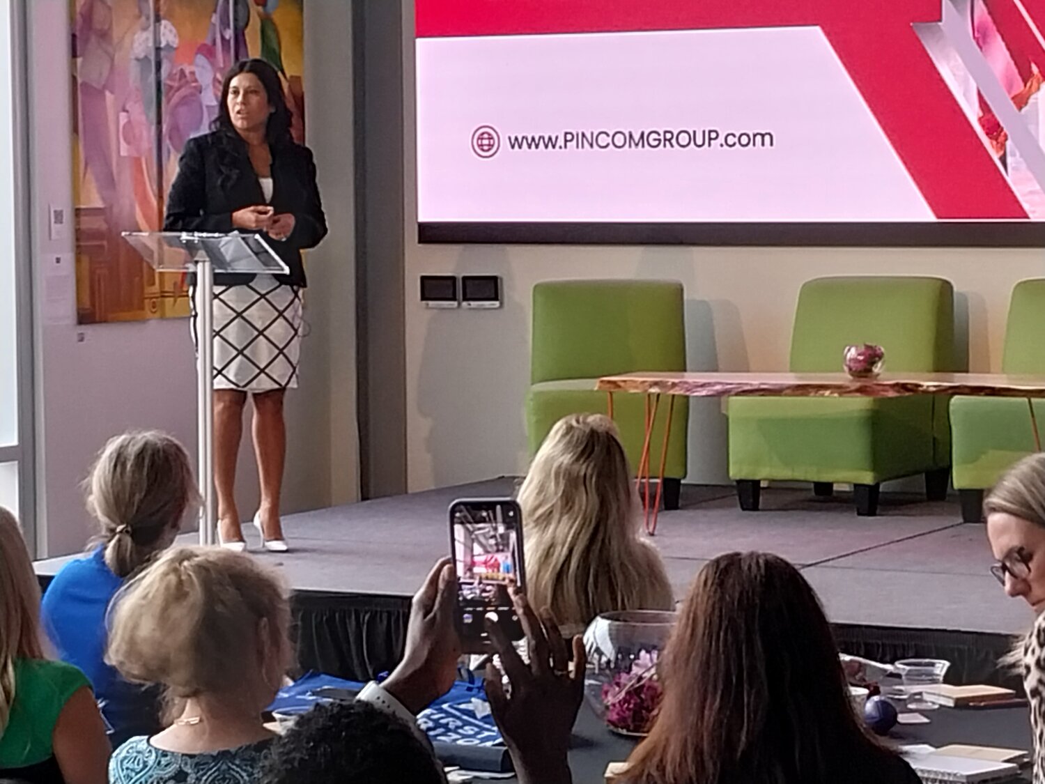 Sonya Morales-Marchisillo, CEO of Pinnacle Communications Group, speaks at EnterCircle 2023.